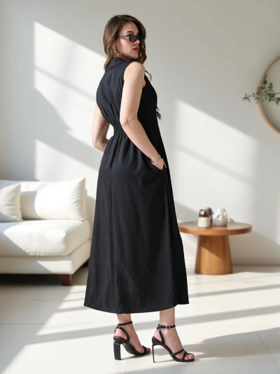 Rochie fără mâneci Royalfashion pentru femei cu guler înfășurat Bizness