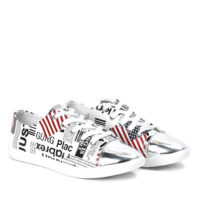 Białe tenisówki z napisami Gladys - Obuwie