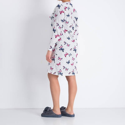 Cămașă de noapte albă cu imprimeu fluture pentru femei - Îmbrăcăminte