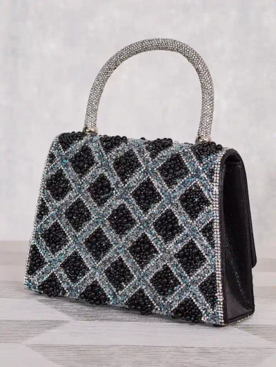 Royalfashion Mică geantă de mână pentru femei, împodobită cu zirconii și perle