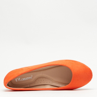 Royalfashion Balerini de damă din eco-suede portocaliu Marius