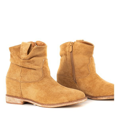 Cizme de cowboy pe platforme de culoare camel Brunoki - Încălțăminte