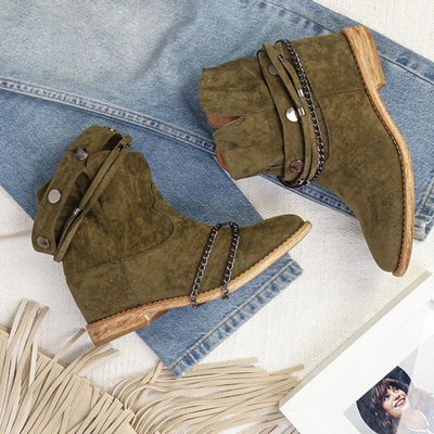 Cizme de cowboy verzi pe o pană de interior Salem - Încălțăminte