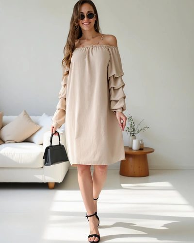 Rochie feminină Royalfashion Smooth în stil spaniol cu volane