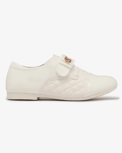 Pantofi pentru fete din piele ecologică matlasată, de culoare albă Werme- Footwear