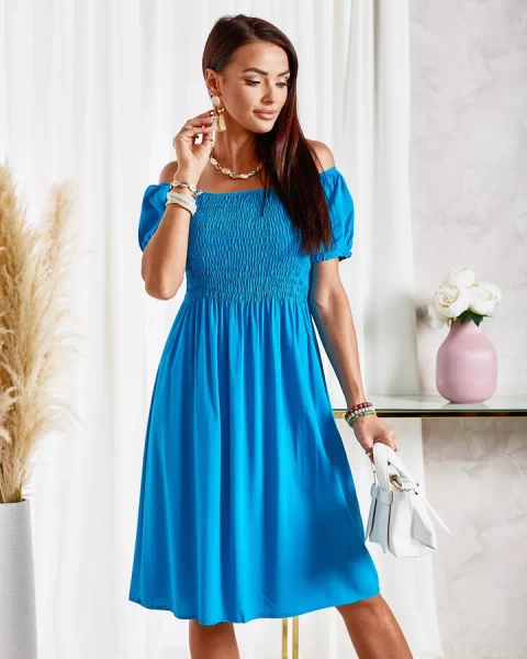 Royalfashion Rochie mini pentru femei turcoaz a'la hiszpanka