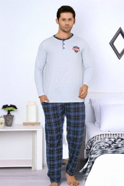 Royalfashion Pijama bărbătească din bumbac în carouri
