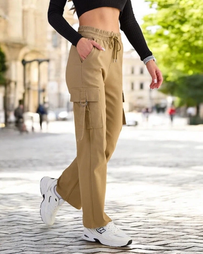 Royalfashion Pantaloni de luptă pentru femei din material textil