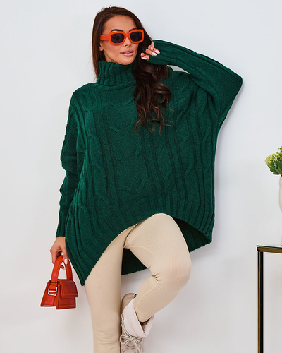 Royalfashion Pulover cu guler asimetric cobalt pentru femei