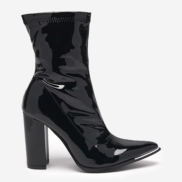 OUTLET Cizme dama lacuite negre pe stalp Rekifa - Incaltaminte