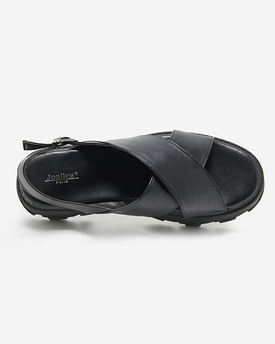 Sandale de dama negre pe talpa groasa Denidas - Pantofi