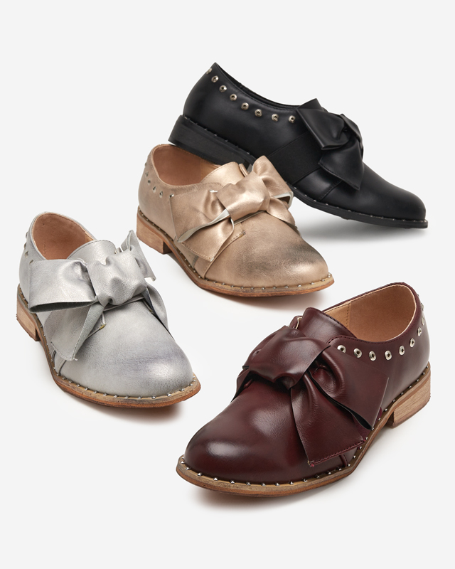 Pantofi de damă aurii cu fundă Entera - Încălțăminte