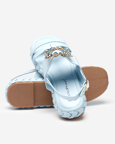 OUTLET Sandale de damă albastre cu cataramă decorativă Govy-Footwear