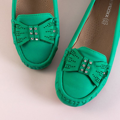 Mocasini dama verzi cu fundă Linari - Încălțăminte