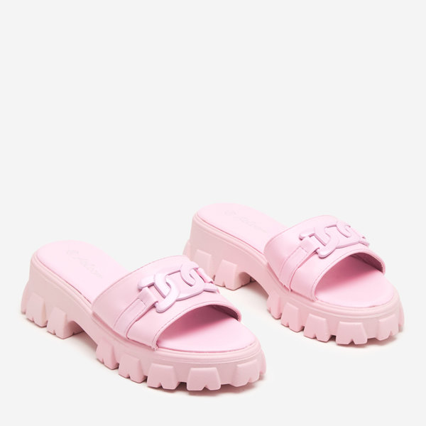 OUTLET Papuci de dama violet pe talpa mai groasa Inza-Shoes