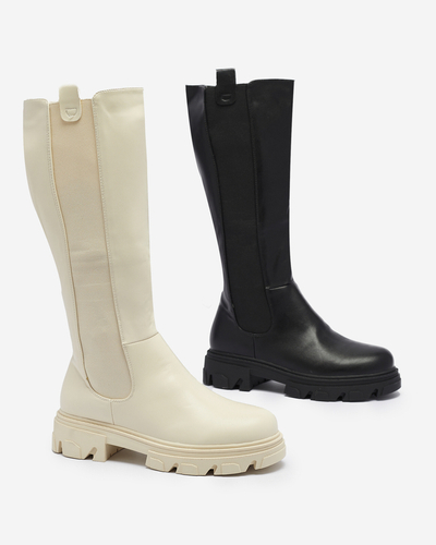 Cizme cremă pentru femei cu talpă medie Vebissa- Footwear