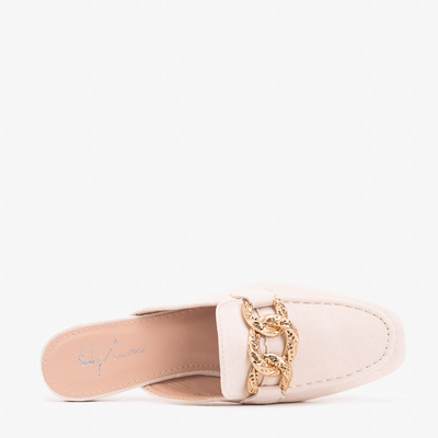 Papuci de culoare crem a'la mocasini Gabbu- Pantofi
