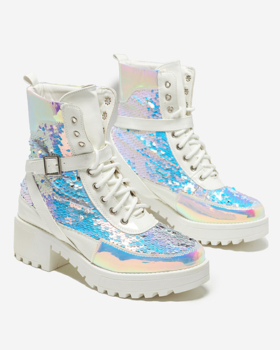 Cizme dama albe cu paiete de la Impresa - Încălțăminte