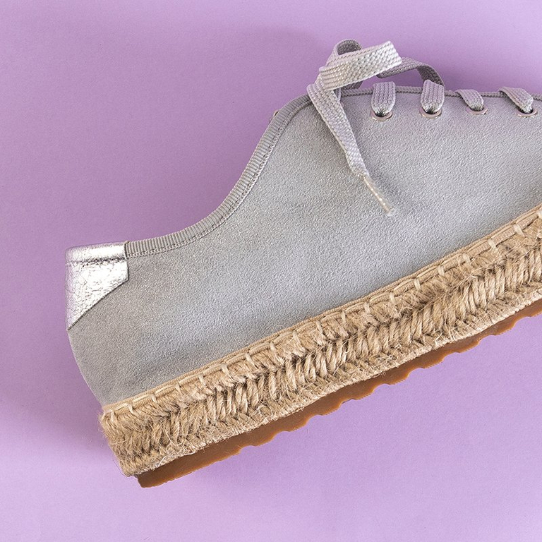 Adidași gri de damă a'la espadrile pe platforma Woilla - Încălțăminte
