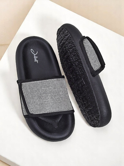 Royalfashion Damskie klapki na płaskiej podeszwie Sparkle Step