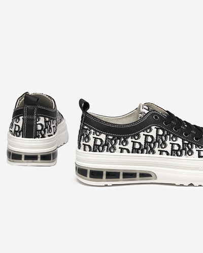 Sneakers Livia în Culoarea Alb-Negru cu Platformă