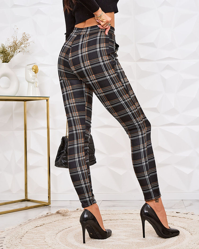 Royalfashion Pantaloni teggings pentru femei cu carouri încălzite