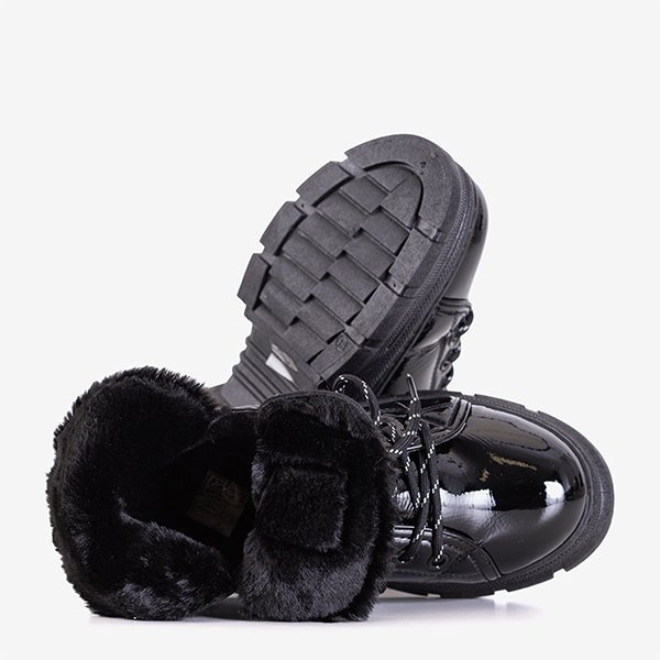 Cizme de damă lacuite negre de la Rostorie - Încălțăminte