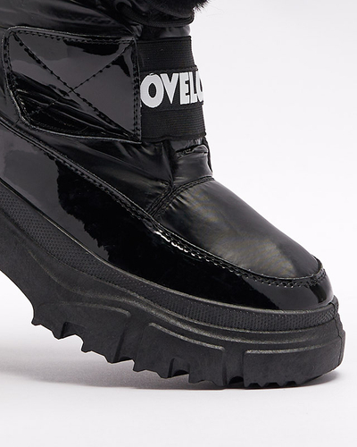 Cizme de zăpadă pentru femei cu talpă plată, de culoare neagră Sapollo- Footwear