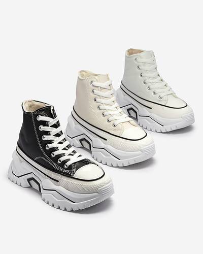 Pantofi sport de damă cu platformă izolată crem a'la sneakers Retiha - Încălțăminte