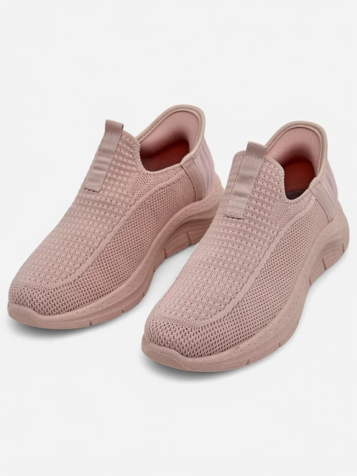 Дамски маратонки Apollo Rosa – розови обувки slip-on от плат на плоска подметка