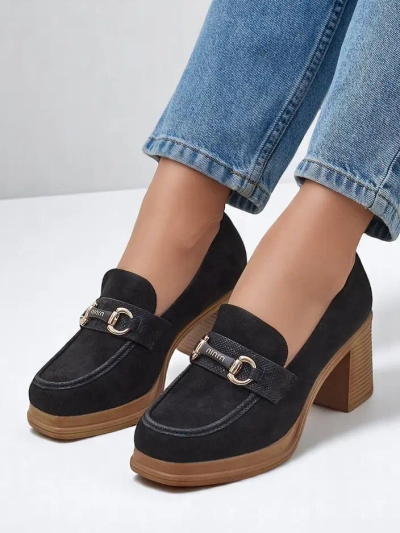 Royalfashion mocasini cu toc masiv pentru femei Apareus