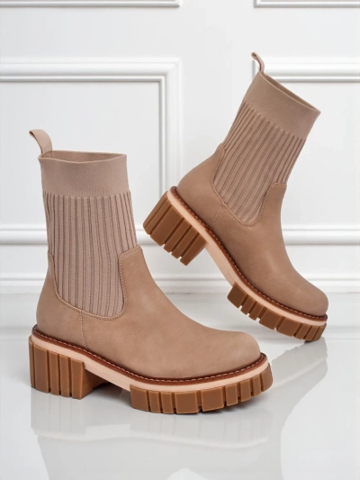 Botine de damă cu toc gros din piele ecologică Ivy Storm