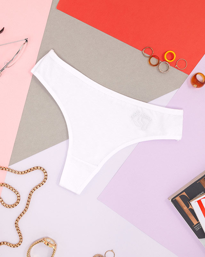 Tanga dama alb din bumbac - Lenjerie intima