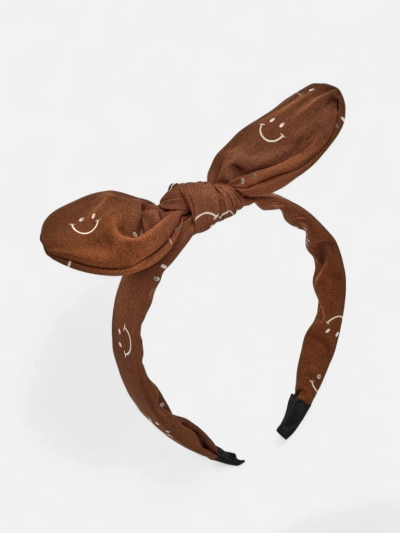 Royalfashion Diadema infantil con lazo y estampado de caras sonrientes