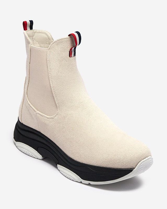 Cizme de damă din piele ecologică izolată de culoare bej Ducti- încălțăminte