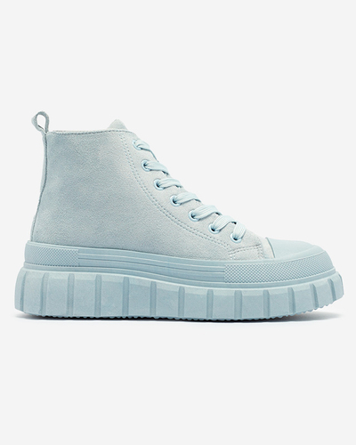Cizme sport cu șiret pentru femei de culoare albastru deschis a'la sneakers Netara - Încălțăminte