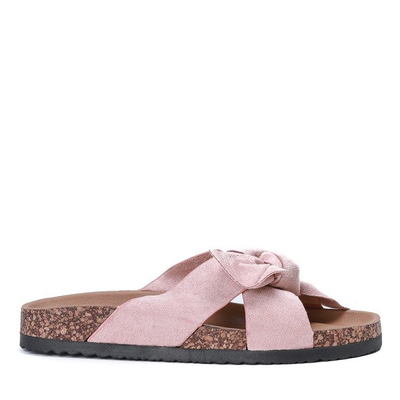 Różowe klapki z kokardką Shelia - Obuwie