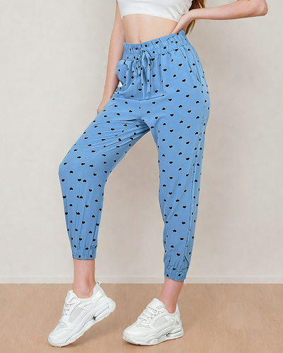 Royalfashion Pantaloni de damă din material textil cu inimioare