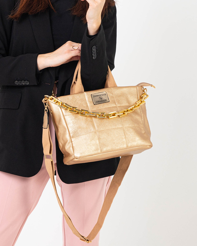 Geanta de dama aurie cu un lant suplimentar - Accesorii