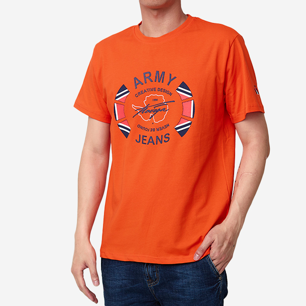 Tricou cu imprimeu barbatesc portocaliu - Imbracaminte