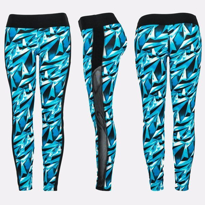 Niebieskie getry z geometrycznym wzorem - Spodnie