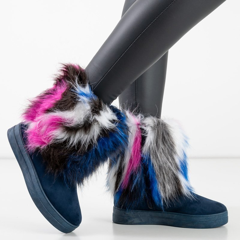 OUTLET Cizme de zăpadă pentru femei cu blana bleumarin Marell - încălțăminte