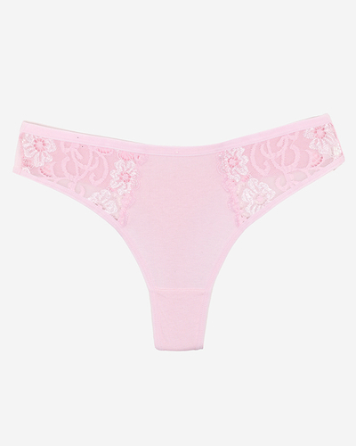 Tanga dama bumbac roz cu dantela decorativa - Lenjerie intima
