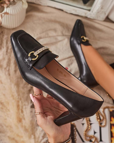 Pantofi negri stil mocasin pentru femei Kolalic- Footwear