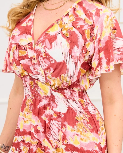 Rochie lungă roșie pentru femei, cu model la modă - Îmbrăcăminte