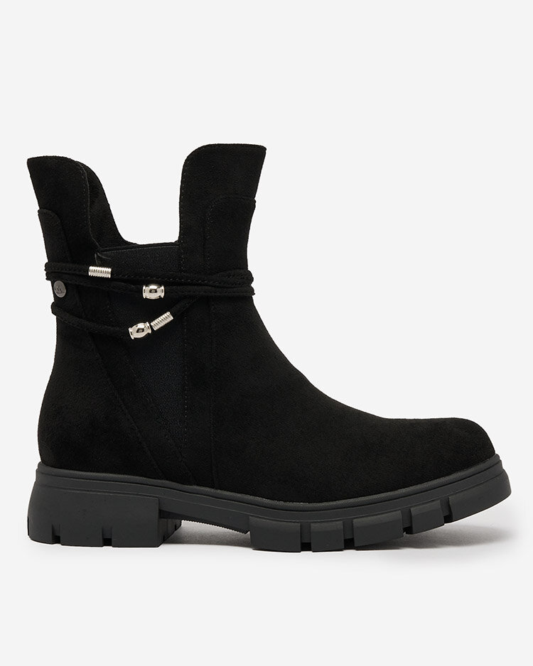 Royalfashion Cizme de damă negre cu curea decorativă Dafflo