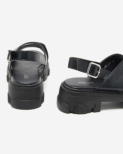 Sandale de dama negre pe talpa groasa Denidas - Pantofi