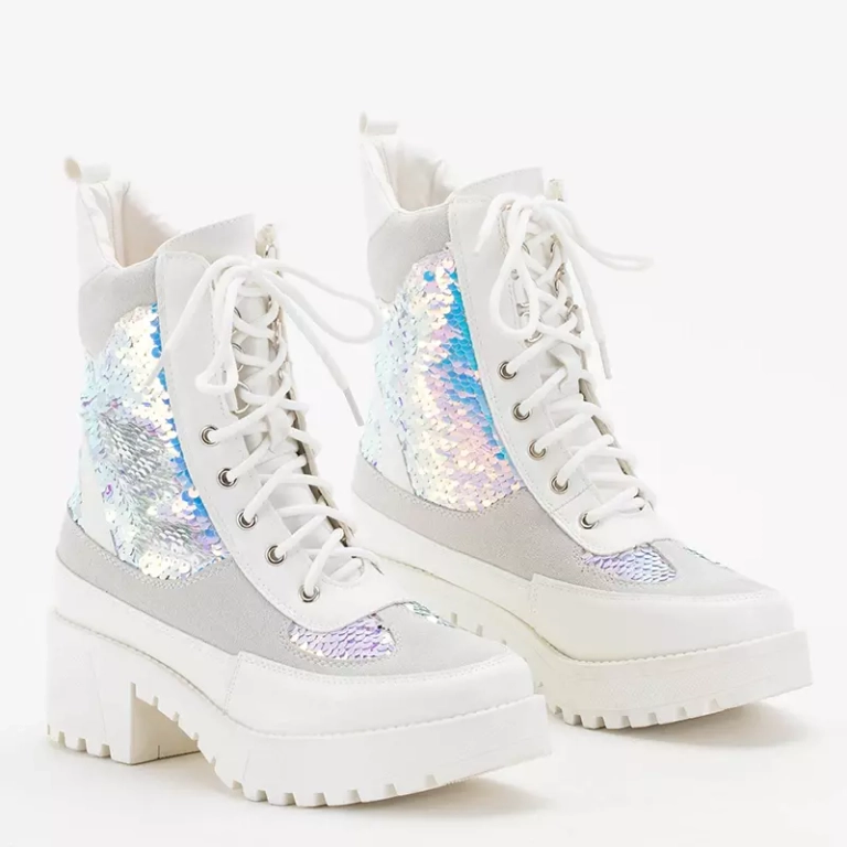 OUTLET Botine albe dama Licynia - Pantofi