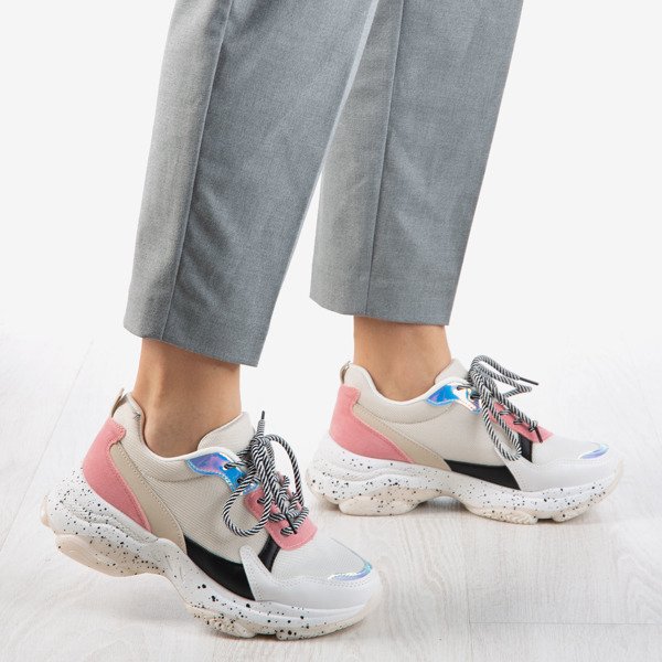 Wielokolorowe sneakersy damskie z holograficznymi wstawkami Muzzis - Obuwie