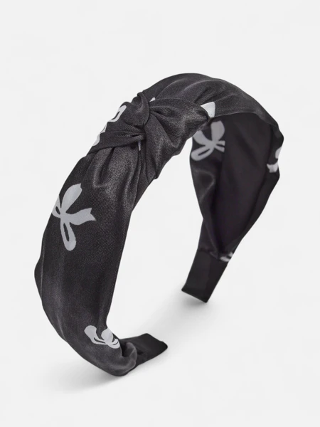 Royalfashion Opaska do włosów satynowa z pleceniem z printem